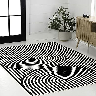 Sofia High-low Midcentury Modern Arch Stripe Two-tone Indoor/outdoor Area Rug