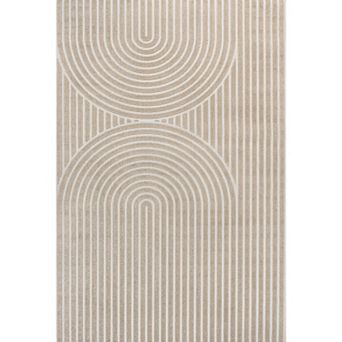 Sofia High-low Midcentury Modern Arch Stripe Two-tone Indoor/outdoor Area Rug