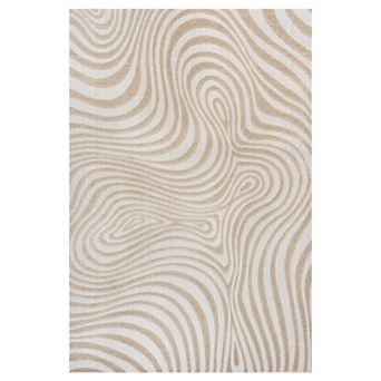 Maribo High-Low Abstract Groovy Striped Indoor/Outdoor Area Rug