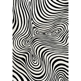 Maribo High-Low Abstract Groovy Striped Indoor/Outdoor Area Rug