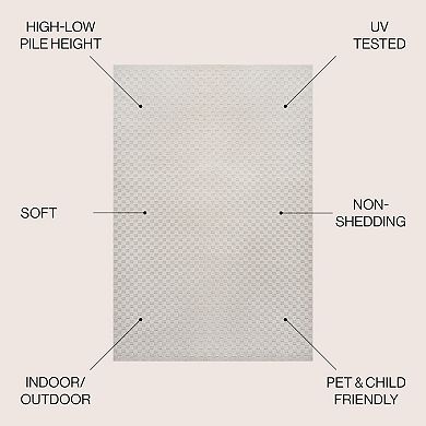 Finn High-low Modern Minimalist Checkered Monotone Indoor/outdoor Area Rug