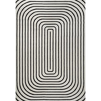 Freya High-low Modern Scandinavian Arch Stripe Monotone Indoor/outdoor Area Rug