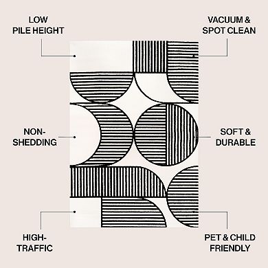 Nordby High-Low Geometric Arch Scandi Striped Indoor/Outdoor Area Rug