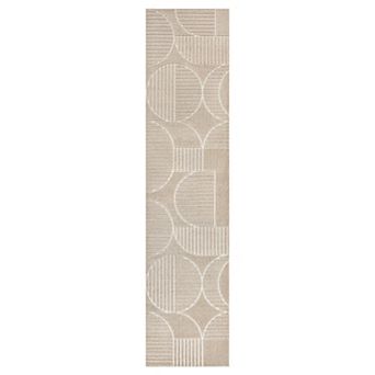 Nordby High-Low Geometric Arch Scandi Striped Indoor/Outdoor Area Rug