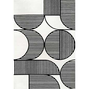 Nordby High-Low Geometric Arch Scandi Striped Indoor/Outdoor Area Rug