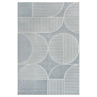 Nordby High-Low Geometric Arch Scandi Striped Indoor/Outdoor Area Rug