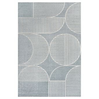 Nordby High-Low Geometric Arch Scandi Striped Indoor/Outdoor Area Rug