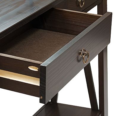 Sunnydaze Solid Pine 2-drawer Console Table - 42 In - Dark Brown