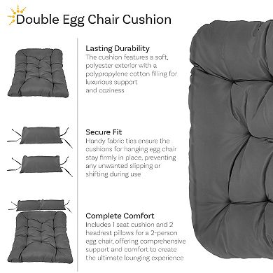 Sunnydaze Andrei Double Egg Chair Replacement Cushion Set