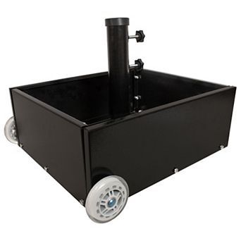 Sunnydaze Outdoor Umbrella Base with Fillable Planter and Wheels