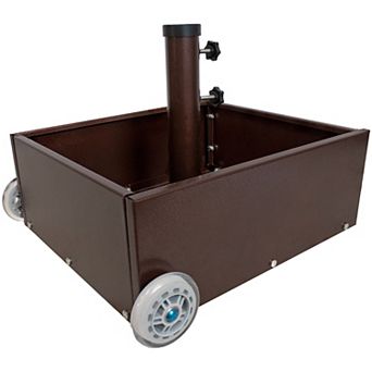 Sunnydaze Outdoor Umbrella Base with Fillable Planter and Wheels