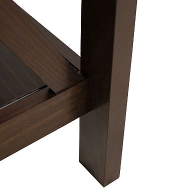 Sunnydaze Solid Pine Coffee Table With Shelf - Dark Brown - 43.5 In