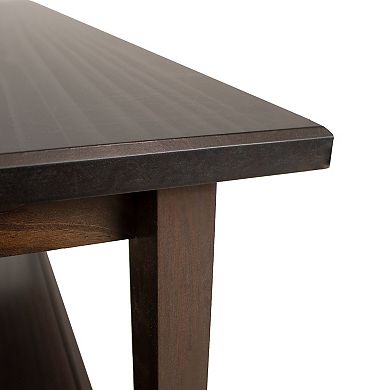 Sunnydaze Solid Pine Coffee Table With Shelf - Dark Brown - 43.5 In