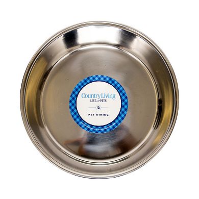Country Living Set of 2 Heavy Gauge Stainless Steel Dog Bowls - Blue/16oz