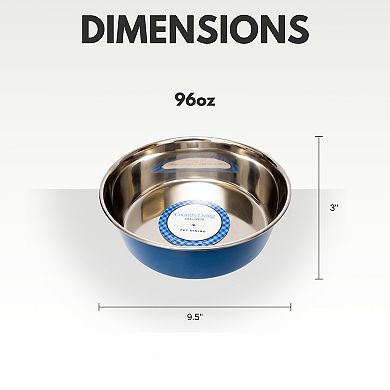 Country Living Set of 2 Heavy Gauge Stainless Steel Dog Bowls - Blue/16oz