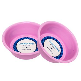 Country Living Set of 2 Non-Slip Durable Coated Stainless Steel Heavy Dog Bowls Blue/32oz