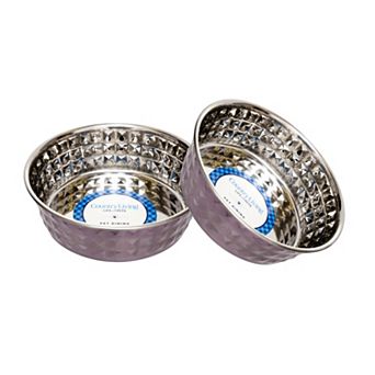 Country Living Set of 2 Hammered Stainless Steel Dog Bowls - Lavender/32oz