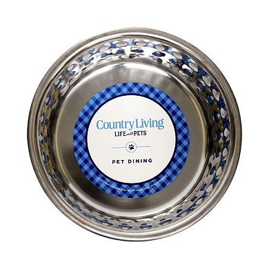 Country Living Set of 2 Hammered Stainless Steel Dog Bowls - Lavender/32oz
