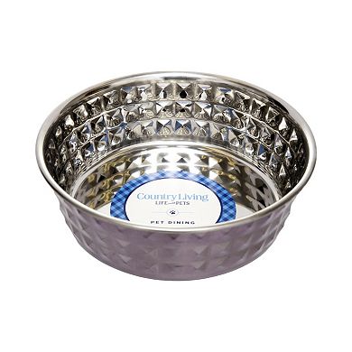 Country Living Set of 2 Hammered Stainless Steel Dog Bowls - Lavender/32oz