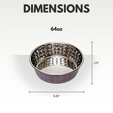 Country Living Set of 2 Hammered Stainless Steel Dog Bowls - Lavender/32oz