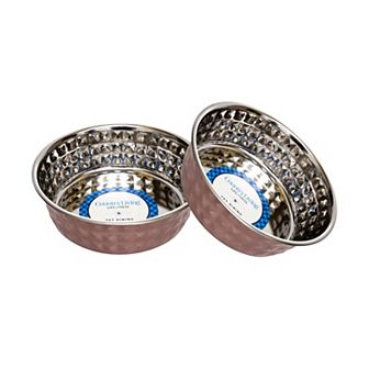 Country Living Set of 2 Hammered Stainless Steel Dog Bowls Rose Quartz/64oz