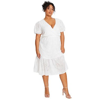 Quiz Women s Plus Size Broderie Wrap Tiered Midi Dress