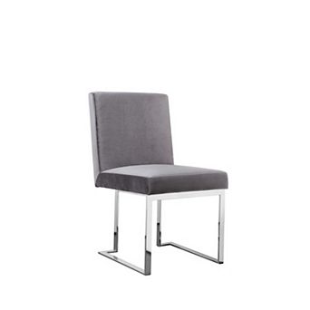 Boly Side Dining Chair Set Of 2, Cantilever Base, Gray And Silver