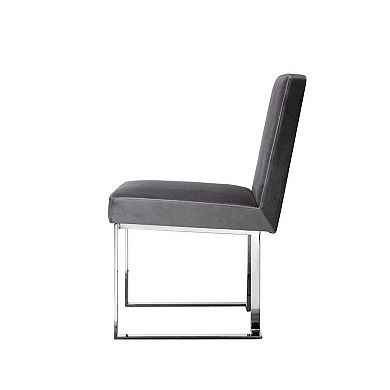 Boly Side Dining Chair Set Of 2, Cantilever Base, Gray And Silver