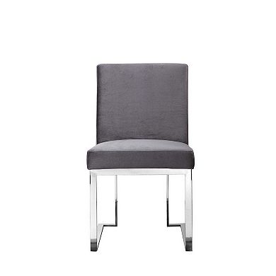 Boly Side Dining Chair Set Of 2, Cantilever Base, Gray And Silver