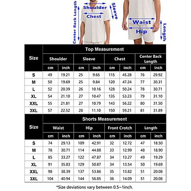 Men 2 Piece Set Short Sleeve Button Down Shirt And Drawstring Short Set Casual Summer Beach Outfit.