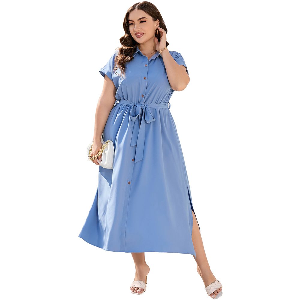 Женские платья Plus Size Maxi Dresses For Women Summer Tie Belt Work Polo Dress Business Casual Button Down Dress