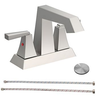 2-handle Bathroom Sink Faucet Brushed Nickel 4 in Center set