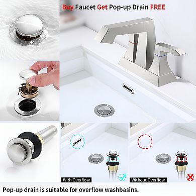 2-handle Heavy Duty Bathroom Faucet With Drain And Supply Kits, Modern Style