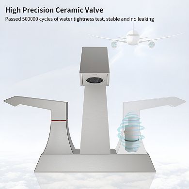 2-handle Heavy Duty Bathroom Faucet With Drain And Supply Kits, Modern Style