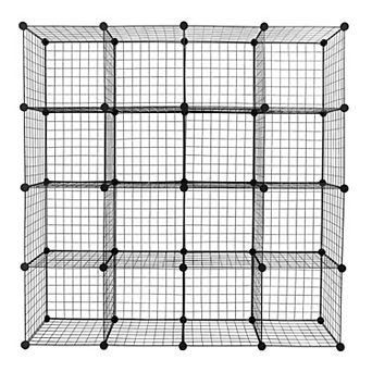 16-Cube Modular Storage Organizer- Flexible Modular Bookcase for Home and Office Use
