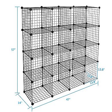 16-Cube Modular Storage Organizer- Flexible Modular Bookcase for Home and Office Use
