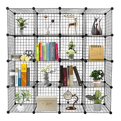 16-Cube Modular Storage Organizer- Flexible Modular Bookcase for Home and Office Use