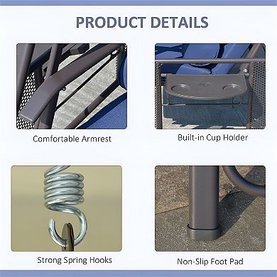 2 Seats Outdoor Patio Swing Chair - Dark Blue