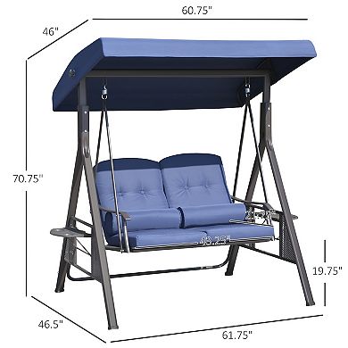 2 Seats Outdoor Patio Swing Chair - Dark Blue
