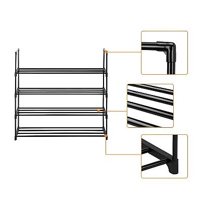 2 Set 4 Tiers Shoe Rack Shoe Tower Shelf Storage Organizer For Bedroom, Entryway