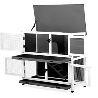 2-Story Rabbit Hutch - Spacious and Secure Habitat for Small Animals, Indoor and Outdoor Use