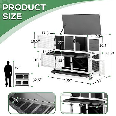 2-Story Rabbit Hutch - Spacious and Secure Habitat for Small Animals, Indoor and Outdoor Use