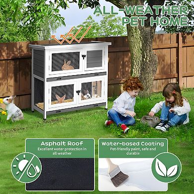 2-Story Rabbit Hutch - Spacious and Secure Habitat for Small Animals, Indoor and Outdoor Use