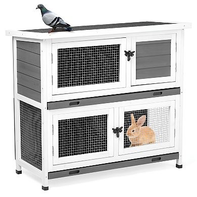 2-Story Rabbit Hutch - Spacious and Secure Habitat for Small Animals, Indoor and Outdoor Use
