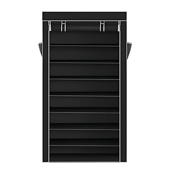 10 tier Shoe Rack With Dustproof Cover Closet Shoe Storage Cabinet Organizer - Black