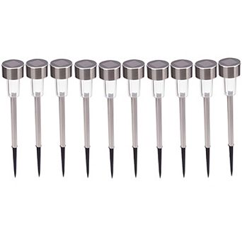 10 pc 5w High Brightness Solar Power Led Lawn Lamps With Lampshades White & Silver