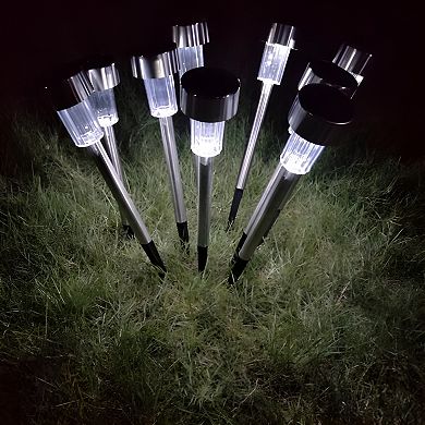 10pcs 5w High Brightness Solar Power Led Lawn Lamps With Lampshades White & Silver