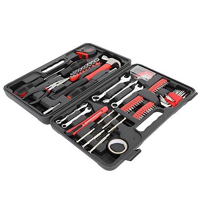 148-Piece Iron Household Tool Set in Red Comprehensive Kit for Home Repairs and Maintenance