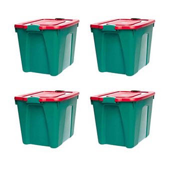 Homz 4-Pack Durabilt 10-Gallon Latching Tough Containers | Holiday