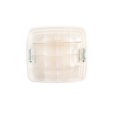 Homz 4er-Set Durchsichtige Aufbewahrungsboxen Mit Deckel – Stapelbar, 41 X 38 X 28,5 Cm (16x15x11,25"), Für Bastelbedarf, Büro & Mehr